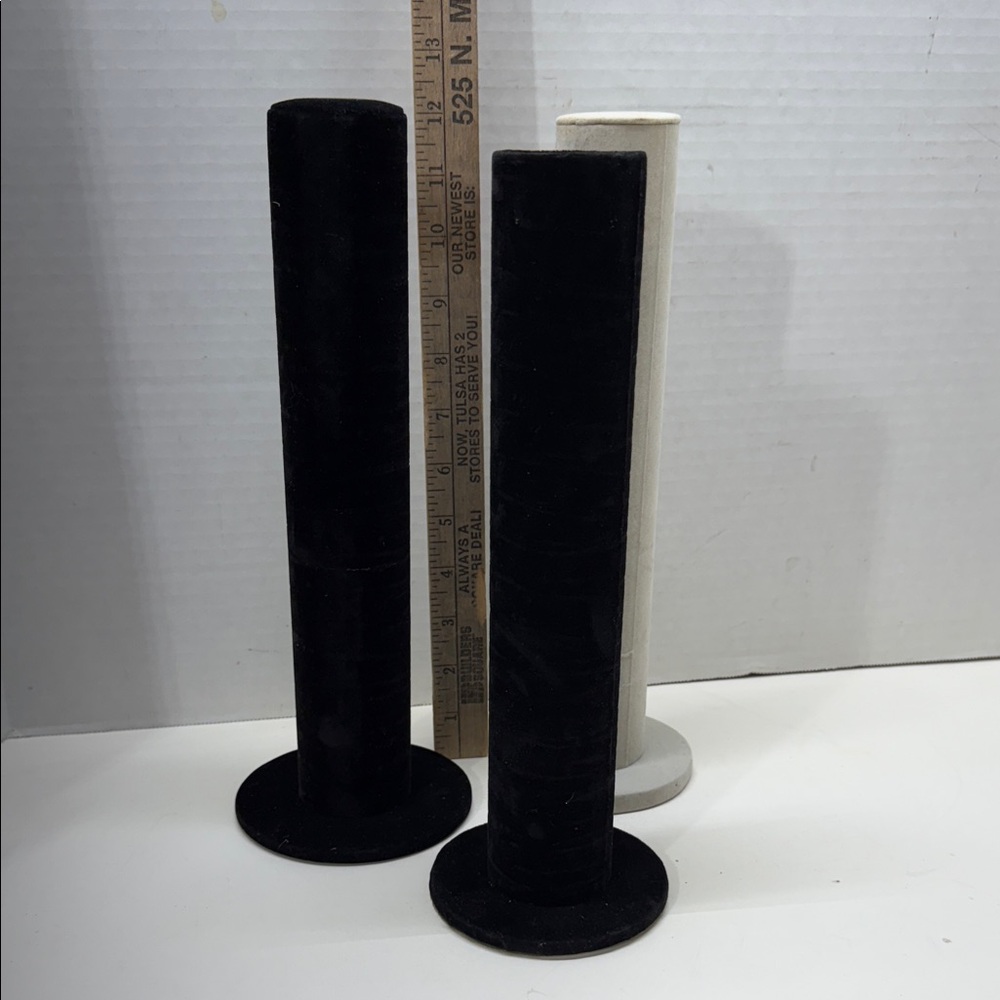 Black and White Velvet Jewelry Stands Qty 3
